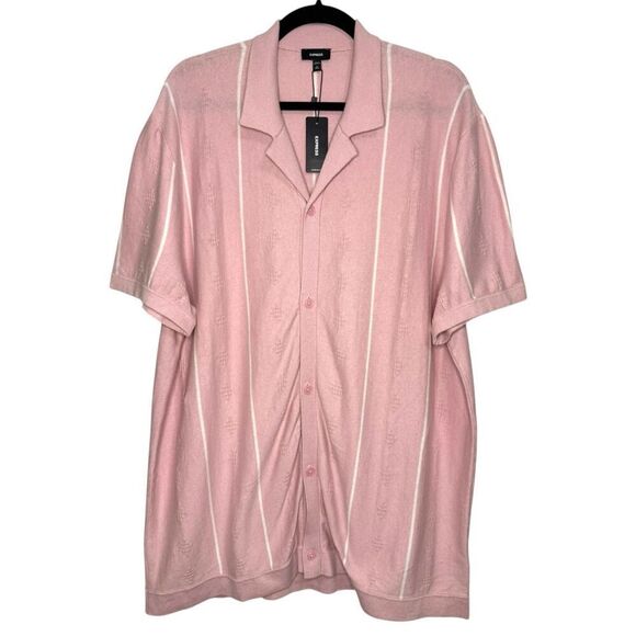 Express Men’s XL Tall Sweater Polo Shirt Short Sleeve Pink Button Front NEW - Picture 1 of 7
